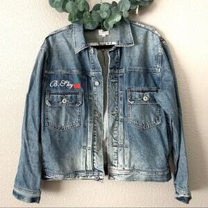 AG Adriano Goldschmied The Cassie Embroidered Boxy Jean Denim Jacket Medium